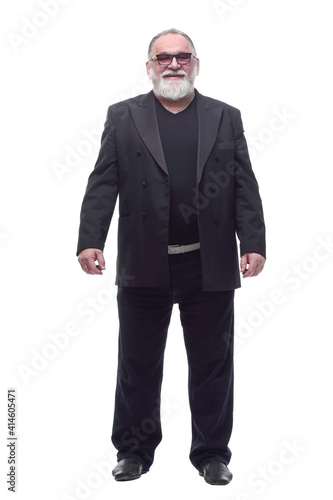 happy business man with a gift box. isolated on a white background. © ASDF