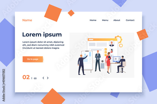 Recruitment agency, applicants and job interview. Personnel, hr, employment concept, presentation slide template. Can be used for topics like business, recruitment, human resources