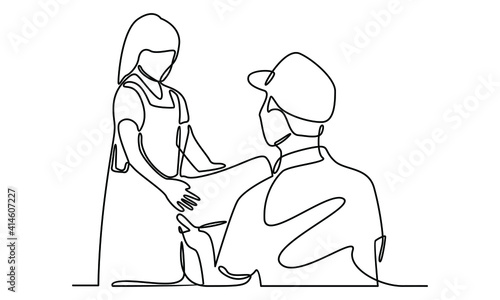 Continue line of courier give a package to girl