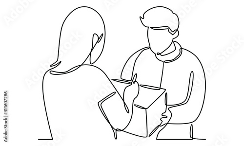Continue line of courier give a package to girl