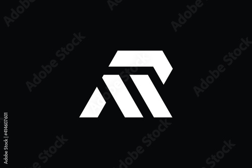 RM logo letter design on luxury background. MR logo monogram initials letter concept. RM icon logo design. MR elegant and Professional letter icon design on black background. M R RM MR