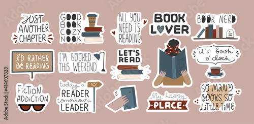 Set of hand written quotes in stickers.