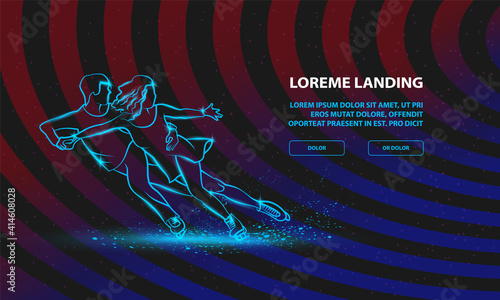 Professional pair figure skating sport. Vector Sport Background for Landing Page Template.