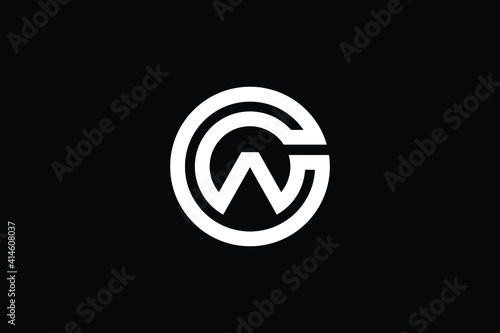 CW logo letter design on luxury background. WC logo monogram initials letter concept. CW icon logo design. WC elegant and Professional letter icon design on black background. C W WC CW