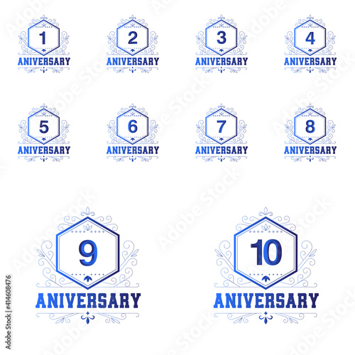 set Year Anniversary Set Vector Template Design Illustration