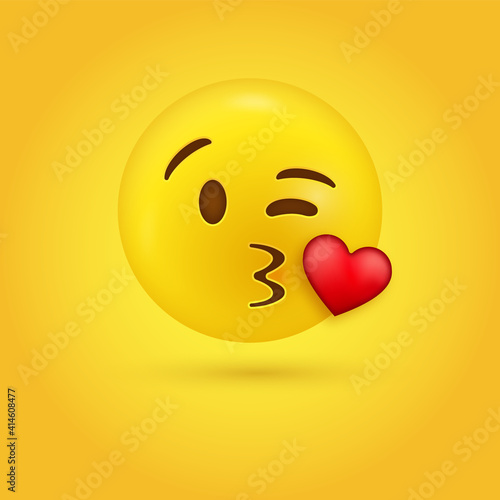3d kiss face, Kissing face emoji with red heart, Blowing a Kiss emoticon	
