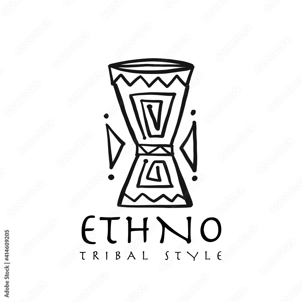 Ethnic tribal drum. Handmade background for your design. Tribal tatto element Ethnic tribal drum. Handmade background for your design. Tribal tatto element