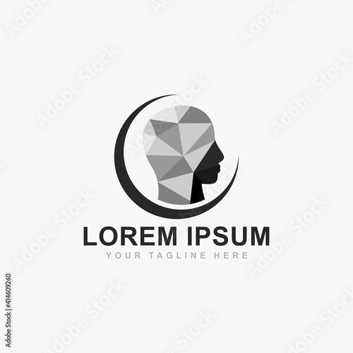 Oral and maxillofacial surgery logo design vector. Face profile low poly technique illustration.