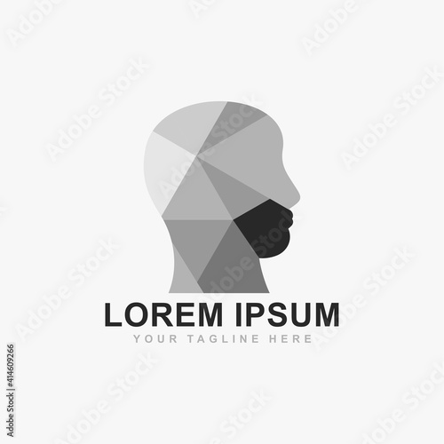 Oral and maxillofacial surgery logo design vector. Face profile low poly technique illustration.