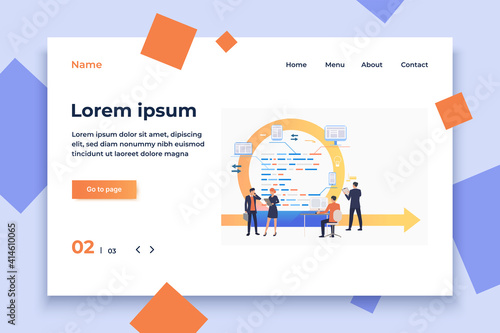 Scrum team working on tasks. Cycle arrow, development, process. Business concept. Vector illustration can be used for topics like teamwork, communication, planning