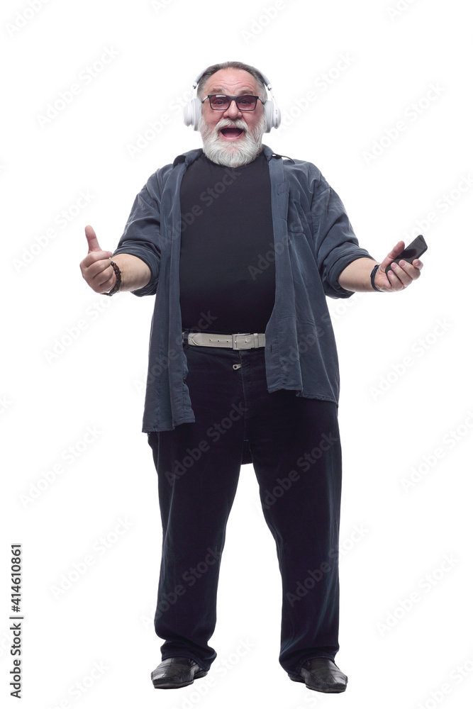 happy bearded man with smartphone showing thumbs up. happy bearded man with smartphone showing thumbs up.