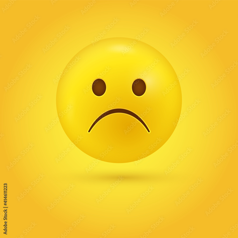 3d Slightly frowning sad emoji face, sadness emoticon, slight frown unhappy character - emotions 3d Slightly frowning sad emoji face, sadness emoticon, slight frown unhappy character - emotions