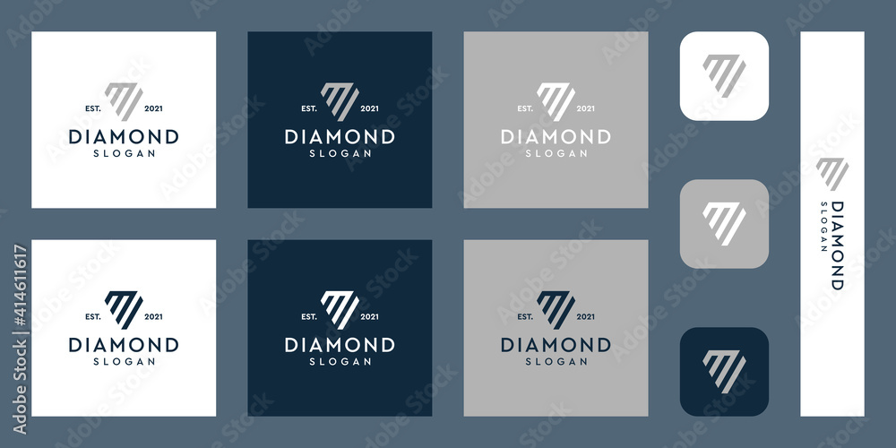 Fototapeta premium combination of the letters M monogram logo with abstract diamond shapes. Hipster elements of typographic design. icons for business, elegance, and simple luxury. Premium Vectors.