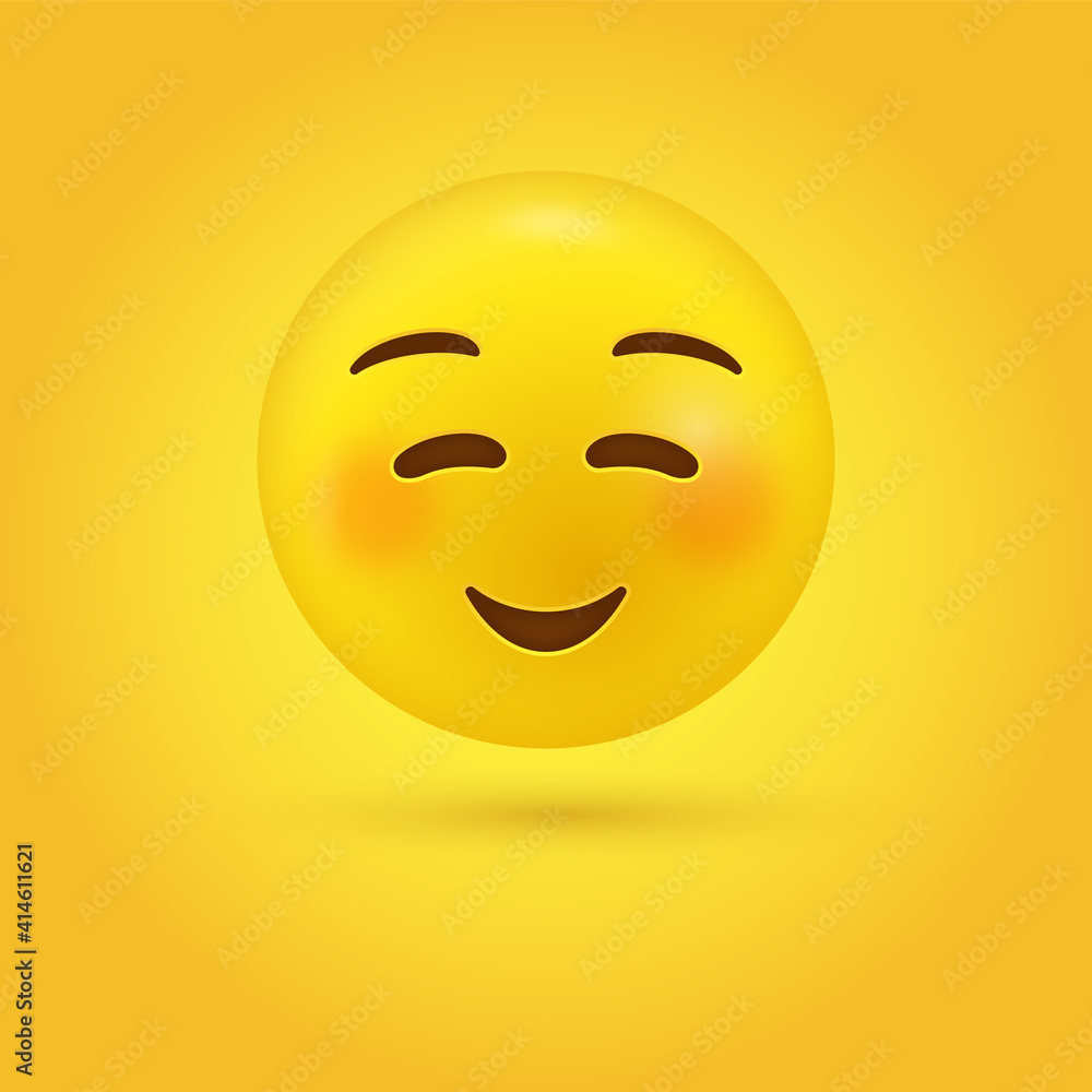 3d happy Smiley Face with Smiling Eyes rosy cheeks and closed eyes ...