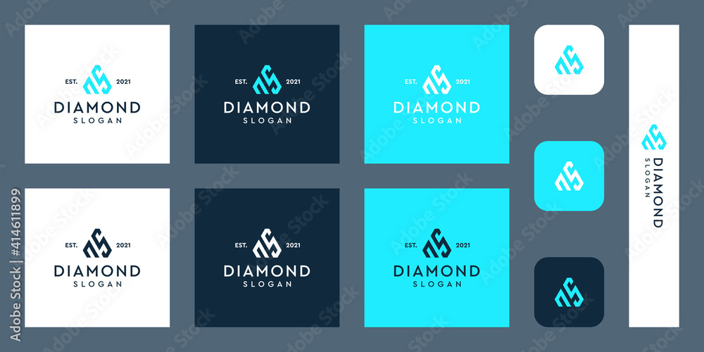 combination of the letters NS monogram logo with abstract diamond shapes. Hipster elements of typographic design. icons for business, elegance, and simple luxury. Premium Vectors.