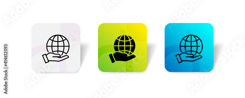 pixel perfect global care, earth donation and charity icon set in line, solid, glyph, 3d gradient style