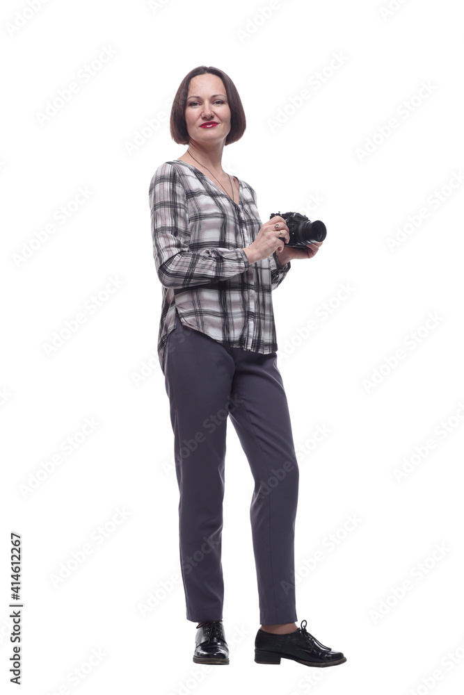 Fototapeta premium mature woman looking through the camera lens.