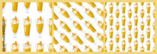 Set of seamless patterns with beer glasses.