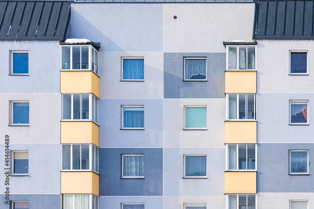 Fragment residential apartment with flat building exterior. Detail of New luxury house and home complex. Fragment residential apartment with flat building exterior. Detail of New luxury house and home complex.