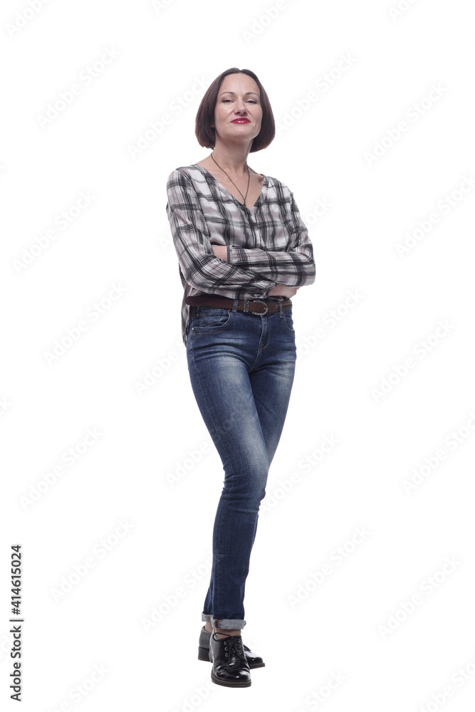 attractive mature woman in jeans looking at you attractive mature woman in jeans looking at you