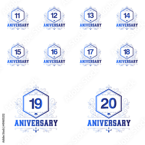 set Year Anniversary Set Vector Template Design Illustration