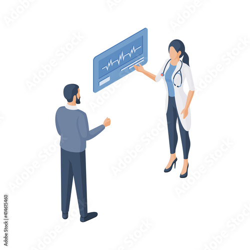 Female doctor showing medical data to patient