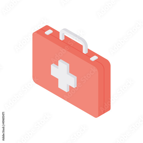 Red medical box with cross in hospital