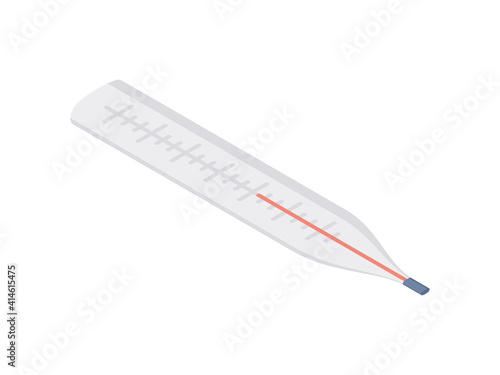 Vector illustration of medical thermometer. Isometric illustration