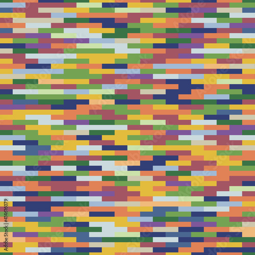 Seamless pattern of many multi-colored bricks squares of impressionism colors. Design mosaic background vector illustration. Abstract square geometric background.