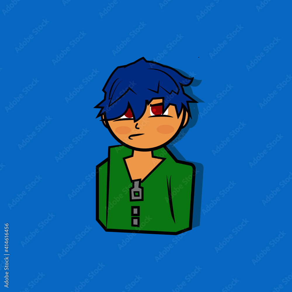 anime guy with red eyes and blue hair anime guy with red eyes and blue hair