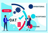 Vector website design template . OAT - Operational Acceptance Testing acronym. business concept background. illustration for website banner, marketing materials, business presentation
