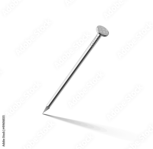 Metallic nail for joining wooden detail. Isolated on white background. Eps10 vector illustration.