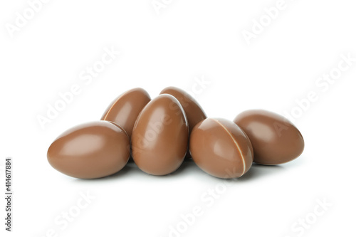 Easter chocolate eggs isolated on white background