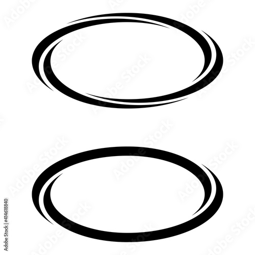 Oval ellipse banner frames, borders, vector hand-drawn graphics, oval markers text selection photo