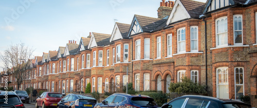 London-  Residential street of terraced houses in Northfields, Ealing West London