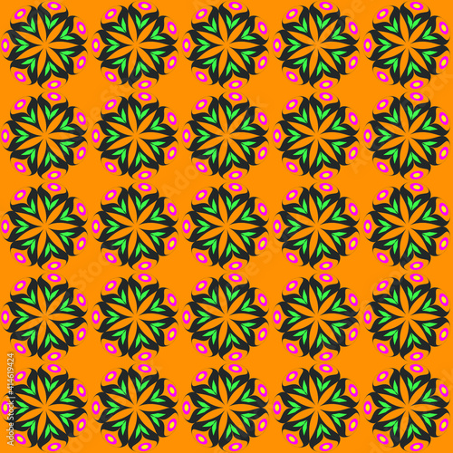 Decorative seamless pattern with flowers. Repeating background. Vector graphic. 