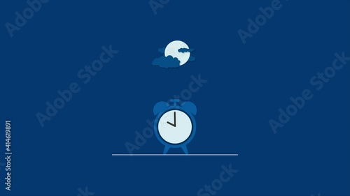 Clock wise clock, sun and moon motion day and night.