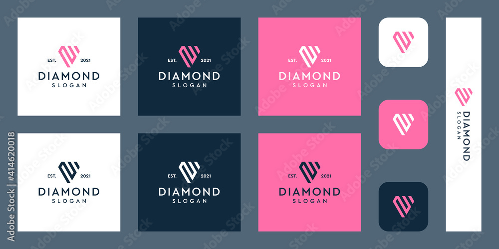 Fototapeta premium combination of the letters N monogram logo with abstract diamond shapes. Hipster elements of typographic design. icons for business, elegance, and simple luxury. Premium Vectors.