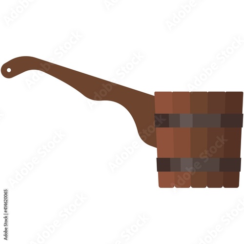 Bath wooden tub ladle vector isolated on white
