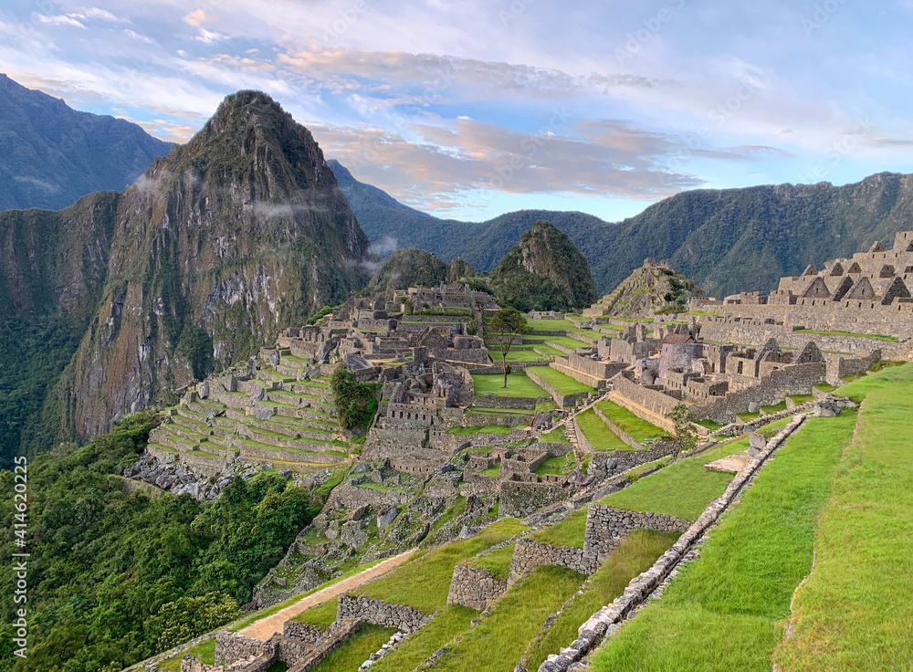 Machu Picchu Inca city in Peru Andes mountains, great Peruvian ancient  landmark in South America.
