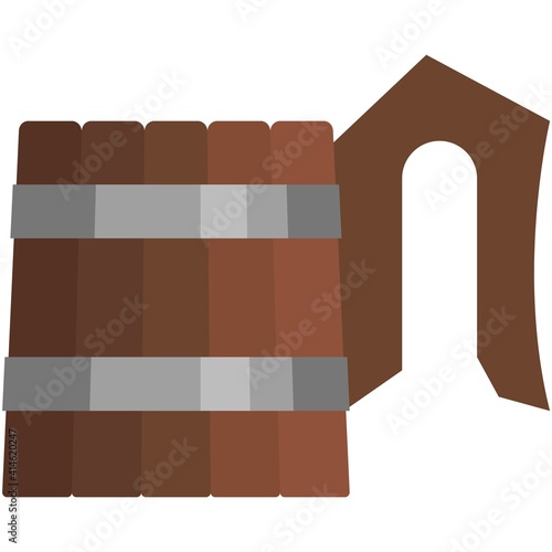 Empty wooden mug vector isolated on white background