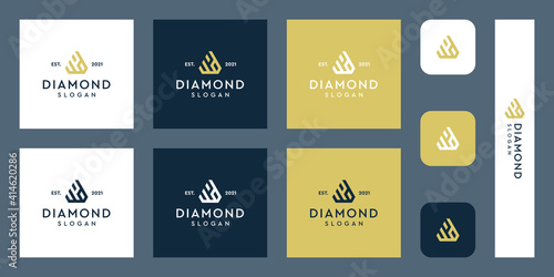 combination of the letters WD monogram logo with abstract diamond shapes. Hipster elements of typographic design. icons for business, elegance, and simple luxury. Premium Vectors.