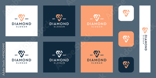 combination of the letter M monogram logo and check mark with abstract diamond shapes. Hipsters elements of typography design. icons for business, elegance, and simple luxury. Premium Vectors.