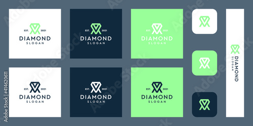 combination of the letters VM monogram logo with abstract diamond shapes. Hipster elements of typographic design. icons for business, elegance, and simple luxury. Premium Vectors.