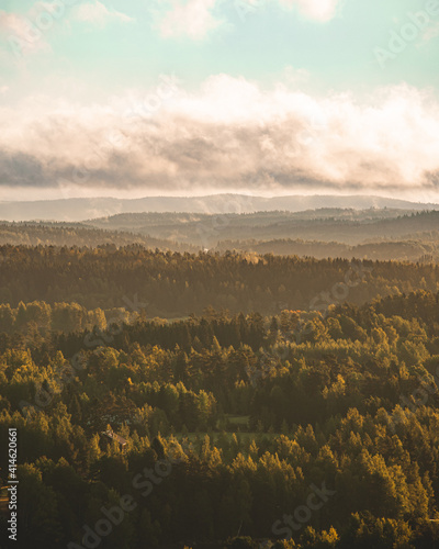 Sunrise over forests in Kangasala, Finland photo