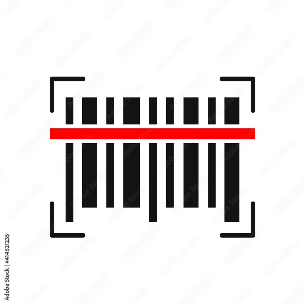 Scan barcode icon isolated on white background. Flat design barcode label sticker. Scan barcode icon isolated on white background. Flat design barcode label sticker.