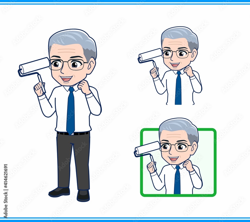 掃除をしているサラリーマンの男性