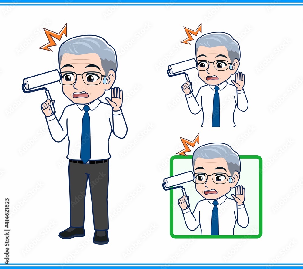 掃除をしているサラリーマンの男性