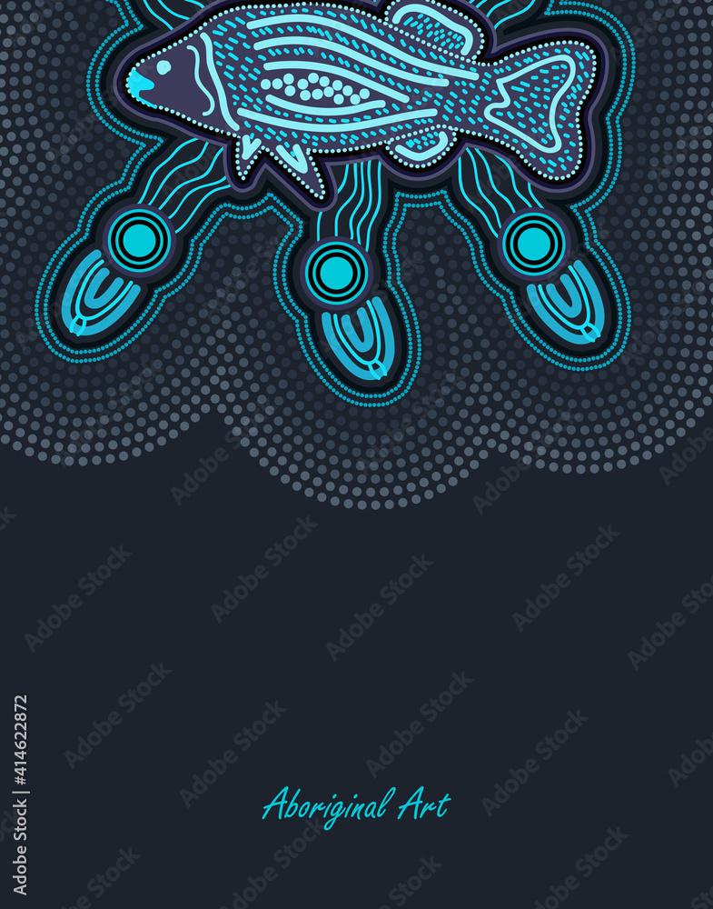 Obraz premium Poster design with aboriginal fish art