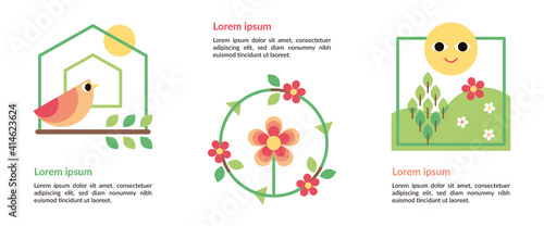 Écologie énergie verte recyclage nature printemps illustration oiseau soleil durable fleur
